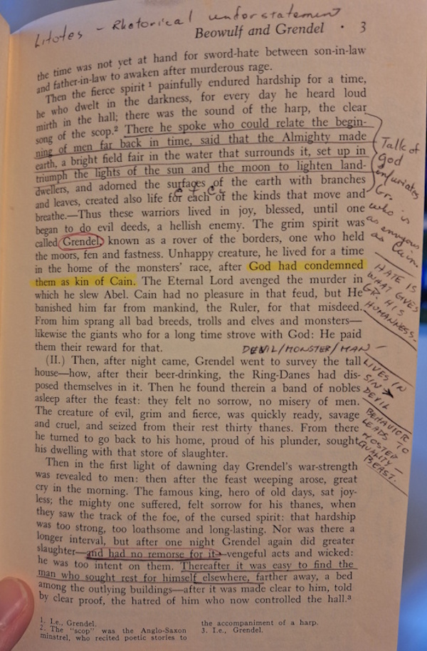 Handwritten Notes in My Copy of Beowulf